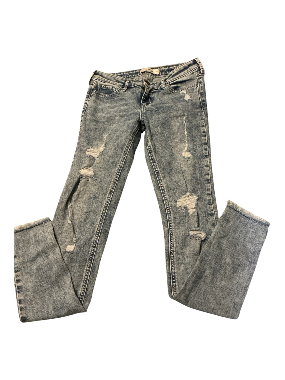 Hollister Women’s Distressed Skinny Jeans - Light Gray Wash